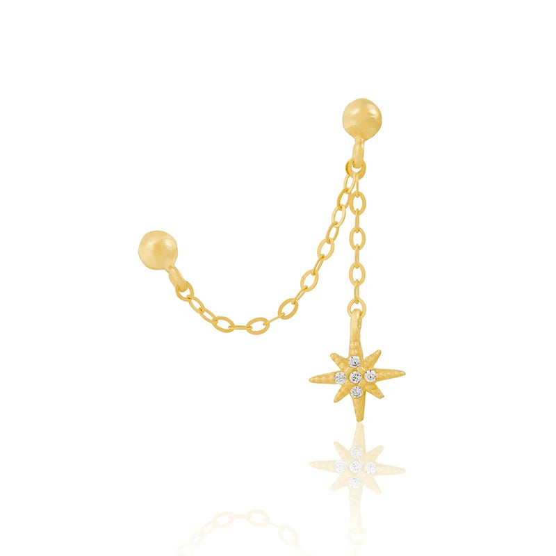 925 Sterling Silver Snowflake Zircon Drop Earrings