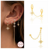925 Sterling Silver Snowflake Zircon Drop Earrings