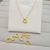 24K Yellow Heart Pendant 3D Lucky Charm Necklace Woman Girl Gift