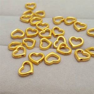 24K Yellow Heart Pendant 3D Lucky Charm Necklace Woman Girl Gift