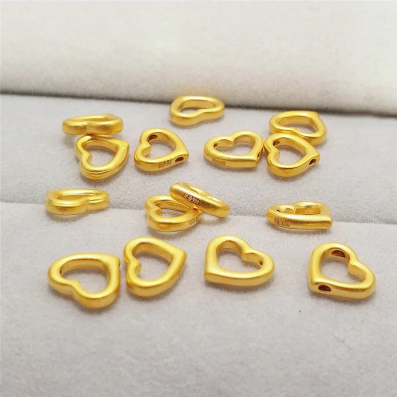 24K Yellow Heart Pendant 3D Lucky Charm Necklace Woman Girl Gift