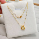 24K Yellow Heart Pendant 3D Lucky Charm Necklace Woman Girl Gift