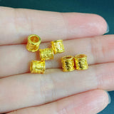 24K Yellow Pendant 3D Six-word Tube Bead 0.1-0.15g