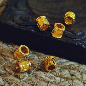 24K Yellow Pendant 3D Six-word Tube Bead 0.1-0.15g