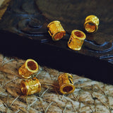 24K Yellow Pendant 3D Six-word Tube Bead 0.1-0.15g