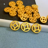 1PCS 999 24k Yellow Bead Lucky DIY Bracelet Ring Necklace 8mm Coin Pendant