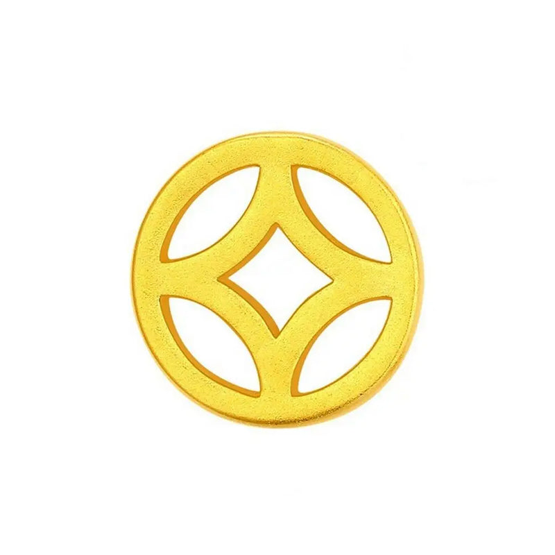 1PCS 999 24k Yellow Bead Lucky DIY Bracelet Ring Necklace 8mm Coin Pendant