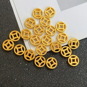 Real 24K Yellow 999 Pure Mini Coin Bead Lucky Transfer Bead Pendant