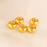 1PCS 24K Yellow Bead Luck Smooth Circle Bead Loose 3.2-6.5mmW