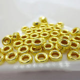 1PCS 24K Yellow Bead Luck Smooth Circle Bead Loose 3.2-6.5mmW