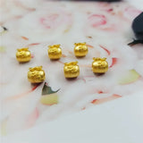 Real 24K Yellow Pendant Women 3D Luck Wealth Bag Bead 0.1-0.2g Small