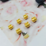 Real 24K Yellow Pendant Women 3D Luck Wealth Bag Bead 0.1-0.2g Small