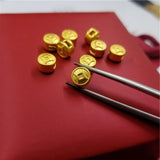 Real 24K Yellow Pendant Women Mini Luck Coin Bead 0.13-0.16g