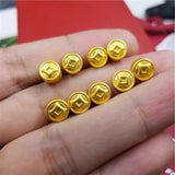Real 24K Yellow Pendant Women Mini Luck Coin Bead 0.13-0.16g