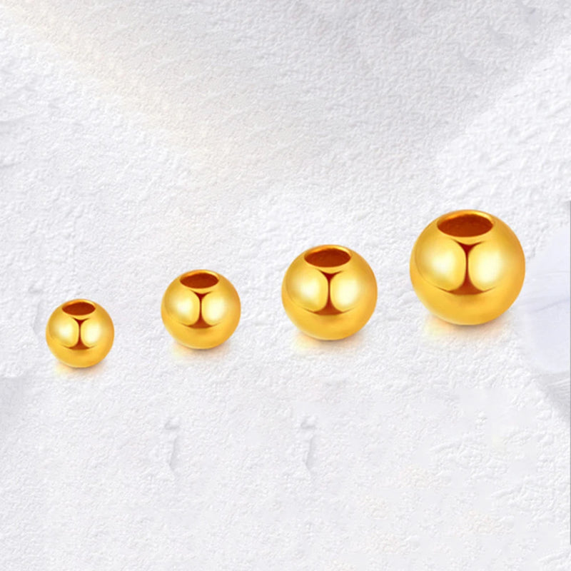 1PCS Real 999 24k Yellow Bead Luck Smooth Loose Bead Pendant 3mm 4mm 5mm 6mm