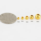 1PCS Real 999 24k Yellow Bead Luck Smooth Loose Bead Pendant 3mm 4mm 5mm 6mm