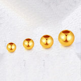 1PCS Real 999 24k Yellow Bead Luck Smooth Loose Bead Pendant 3mm 4mm 5mm 6mm
