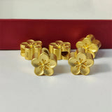 Real 999 24k Yellow Pendant 3D Peach blossom Flower Bead 0.08-0.12g