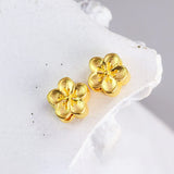 Real 999 24k Yellow Pendant 3D Peach blossom Flower Bead 0.08-0.12g