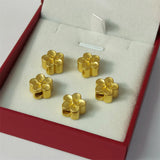 Real 999 24k Yellow Pendant 3D Peach blossom Flower Bead 0.08-0.12g