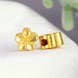 Real 999 24k Yellow Pendant 3D Peach blossom Flower Bead 0.08-0.12g