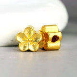 Real 999 24k Yellow Pendant 3D Peach blossom Flower Bead 0.08-0.12g
