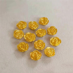 1PCS 24k Yellow Gold 3D Rose Flower Pendant 0.08-0.12g Women Gift