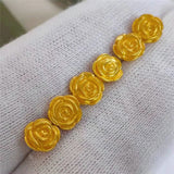 1PCS 24k Yellow Gold 3D Rose Flower Pendant 0.08-0.12g Women Gift