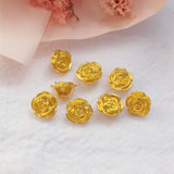 1PCS 24k Yellow Gold 3D Rose Flower Pendant 0.08-0.12g Women Gift