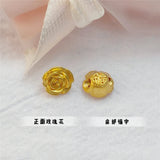 1PCS 24k Yellow Gold 3D Rose Flower Pendant 0.08-0.12g Women Gift