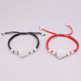 Lucky Bless Buddha Real Jade Weave Bracelet Red Rope 16cmL