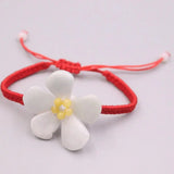 Real Jade Weave Bracelet For Women Lucky Charm Red Rope Flower Jade Luck