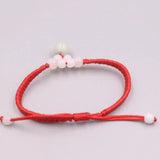 Real Jade Weave Bracelet For Women Lucky Smooth Ball Jade Red Rope Luck 16cmL