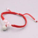 Real Jade Weave Bracelet For Women Lucky Smooth Ball Jade Red Rope Luck 16cmL