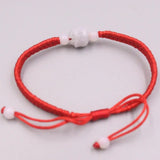 Real Jade Weave Bracelet For Women Female Rose Beads Jade Red Rope Luck 16cm