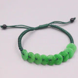 Natural Jadeite Green Safety Button Bracelet 6.3''L