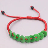 Natural Jadeite Green Safety Button Bracelet 6.3''L