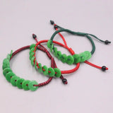 Natural Jadeite Green Safety Button Bracelet 6.3''L