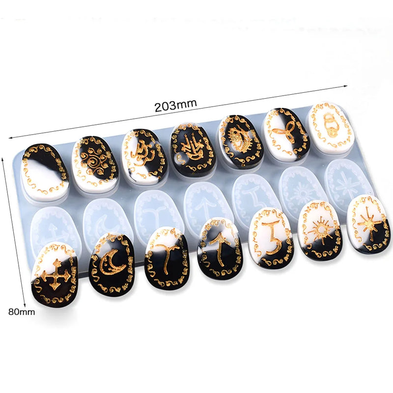 1PCS Rune Divination Crystal Epoxy Mold DIY Crafts