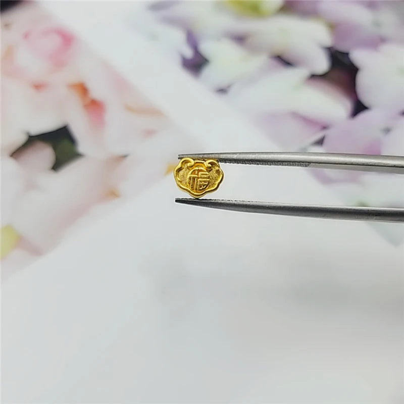 24K Yellow Gold 3D Mini Ruyi Bead Pendant 7x5mm 0.1-0.2g 999 Stamp