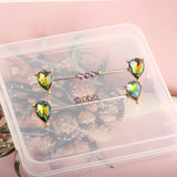 Stainless Steel Cat Barbell 14G Crystal Industrial Piercing CZ Earring