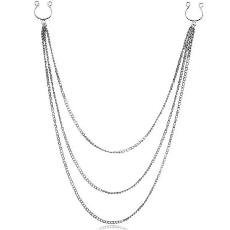 Double Chain Body Jewelry Nipple Clamps