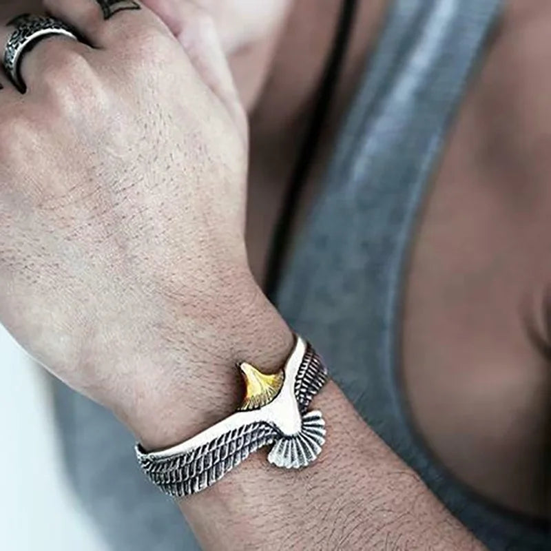 Vintage Eagle Bracelet Cuff Open Adjustable Bangle Wildlife Jewelry Gift