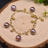 Women Baroque Pearl Bracelet Adjustable Chain Bangle Wedding Party Jewelry