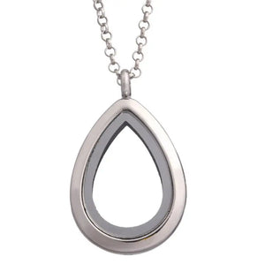 Water Drop Teardrop Floating Locket Necklace with Chains Glass Magnetic Pendant