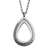 Water Drop Teardrop Floating Locket Necklace with Chains Glass Magnetic Pendant