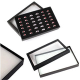 PVC 36 Slots Ring Box Tray Storage Case Earrings Jewelry Display Holder