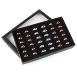 PVC 36 Slots Ring Box Tray Storage Case Earrings Jewelry Display Holder