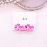 Rainbow Flower Unicorn Clip On Earrings for Girls Kids