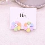 Rainbow Flower Unicorn Clip On Earrings for Girls Kids